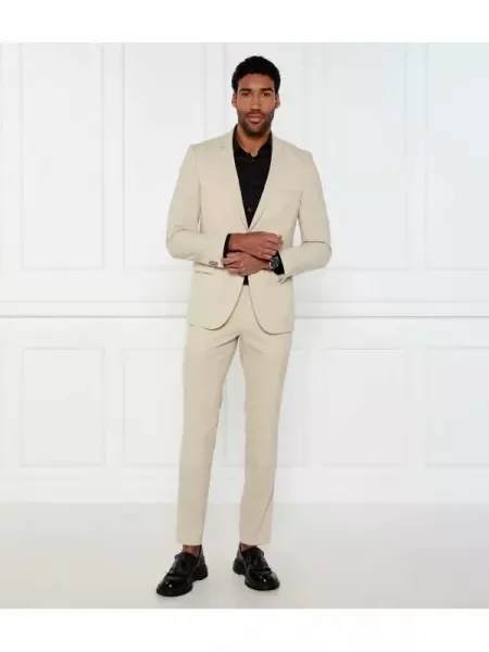HUGO De lână costum | Extra slim fit bej