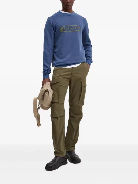 Mikina G-star Raw s kulatým výstřihem modrá