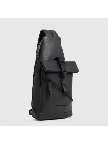Torba crossbody Piquadro skórzana czarna