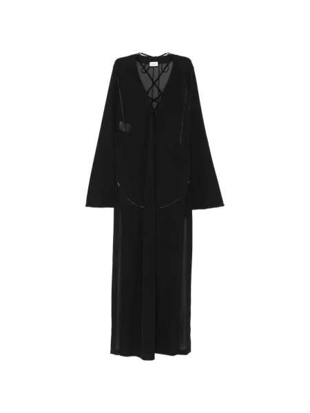Rochie maxi The Andamane cu șireturi din dantelă evazată negru