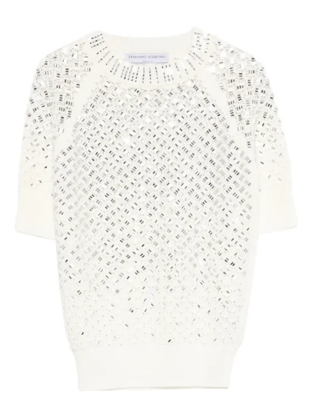 Tricou Ermanno Scervino de cristal alb