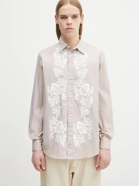 Srajca Aries Lace Overprinted Poplin Shirt bež