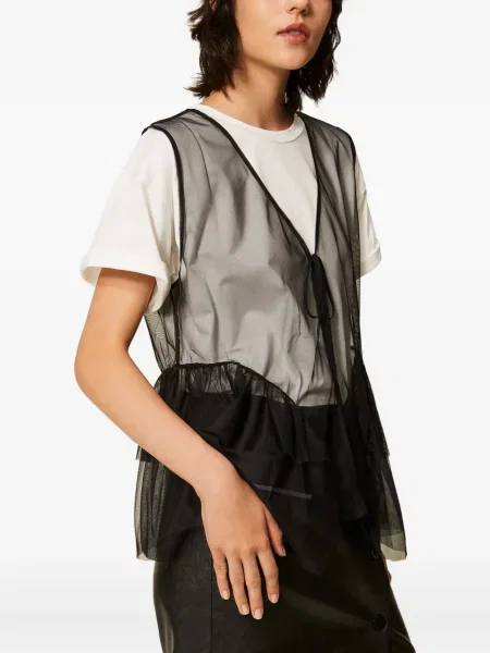 Tricou Twinset din tul alb