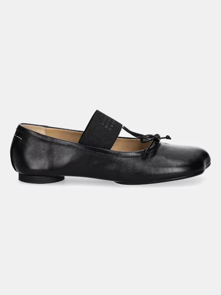 Кожаные балетки Mm6 Maison Margiela черные