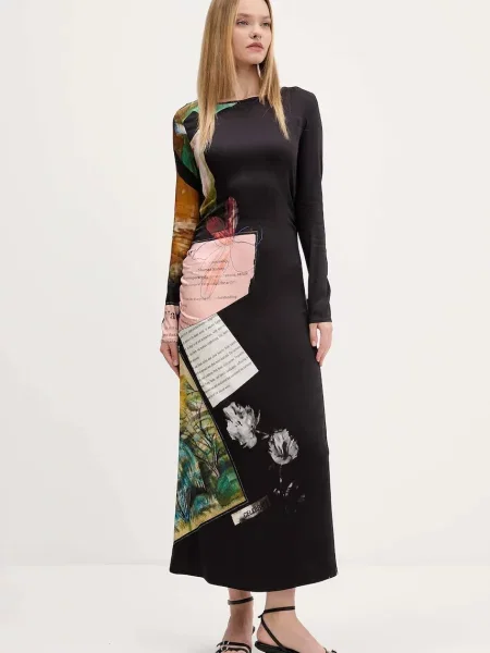 Desigual rochie PATCH FIONA maxi evazați negru