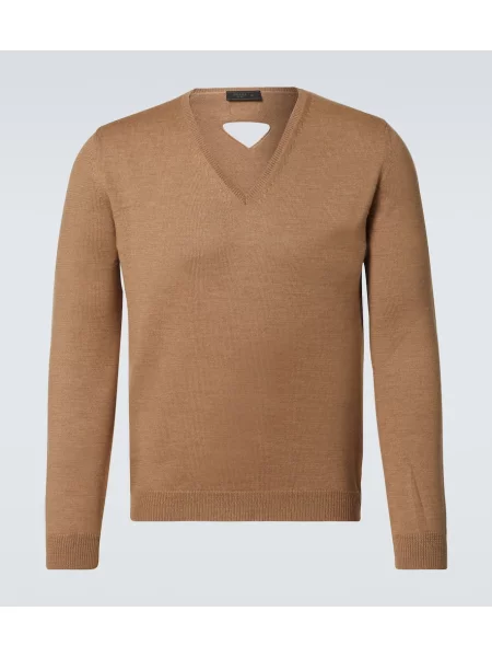 Vlněný svetr Prada hnědý