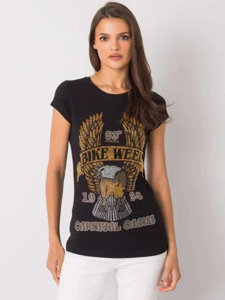 Tricou Fashionhunters cu aplicații negru