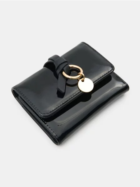 Маленький гаманець зі штучної лакованої шкіри чорний