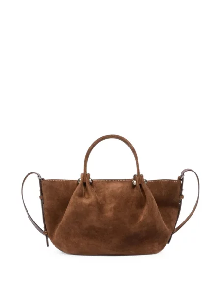 Geantă de călătorie Weekend Max Mara din piele de căprioară maro