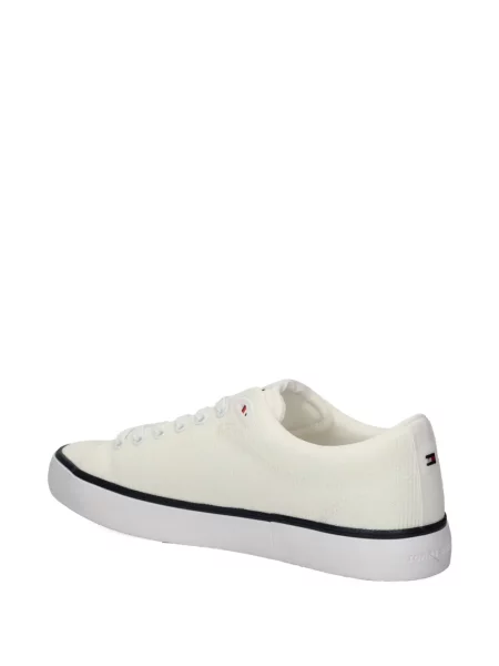 Sneakerși Tommy Hilfiger cu șireturi din dantelă cu autograf alb