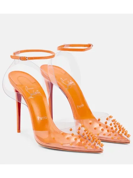 Pantofi cu toc Christian Louboutin din piele portocaliu