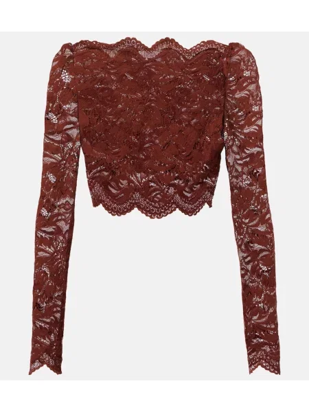 Cropp top Rabanne cu model floral din dantelă maro