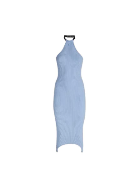 Sukienka midi Courreges z dekoltem halter niebieska