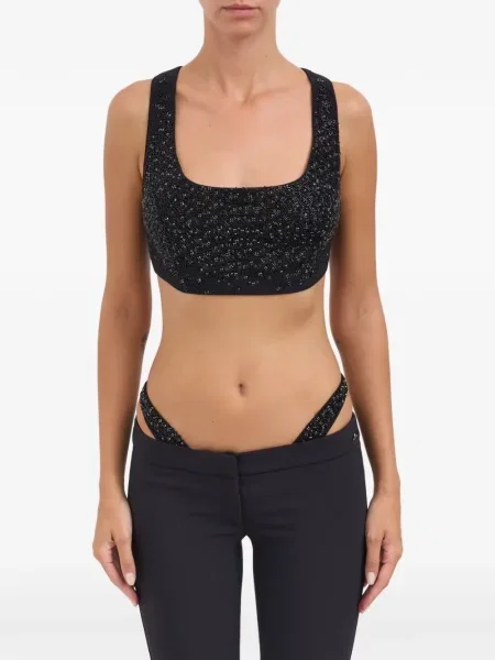 Top Elisabetta Franchi fără mâneci de cristal negru