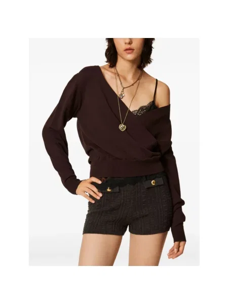 Sweter Twinset brązowy