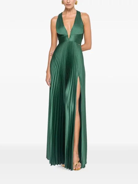 Rochie maxi Nissa din satin verde