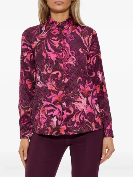 Raštuota ilgas marškiniai Versace Jeans Couture rožinė