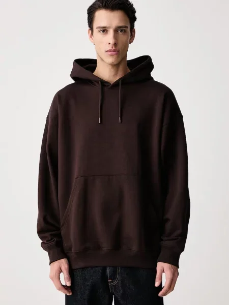 Adidas Originals mikina s kapucí s bavlnou Trefoil Essentials hnědá