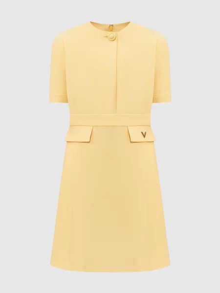 Шерстяное платье мини Valentino желтое