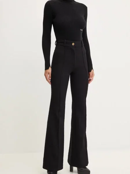 Patou pantaloni de lana evazati high waist negru