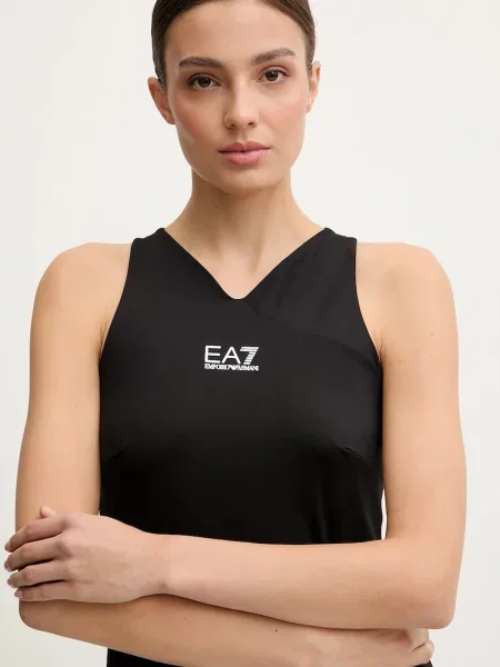 Платье мини Ea7 Emporio Armani клеш черное
