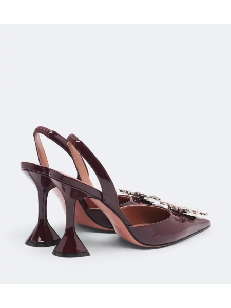 Pantofi cu toc Amina Muaddi din piele de lac slingback