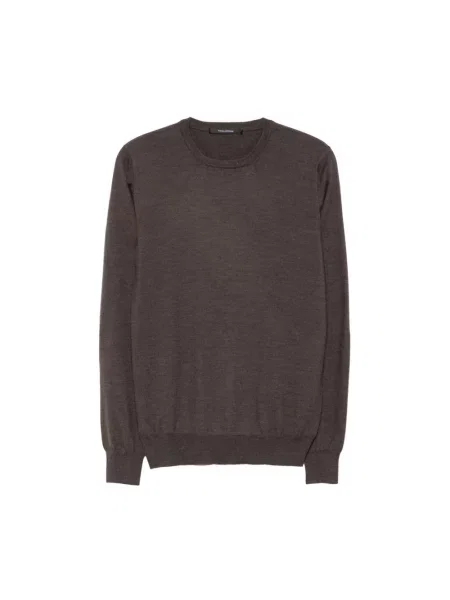 Sweter Tagliatore wełniany brązowy