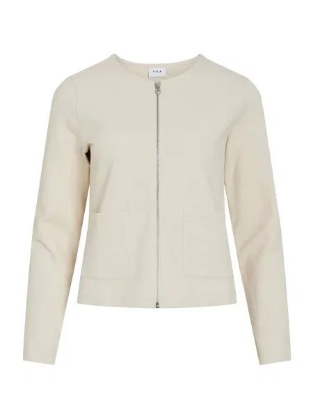 VILA Geacă tricotată VIGARDEN kitt alb