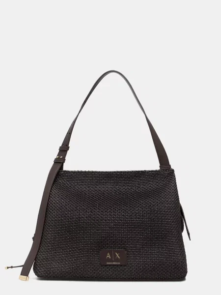 Armani Exchange geantă shopper pentru femei împletită maro