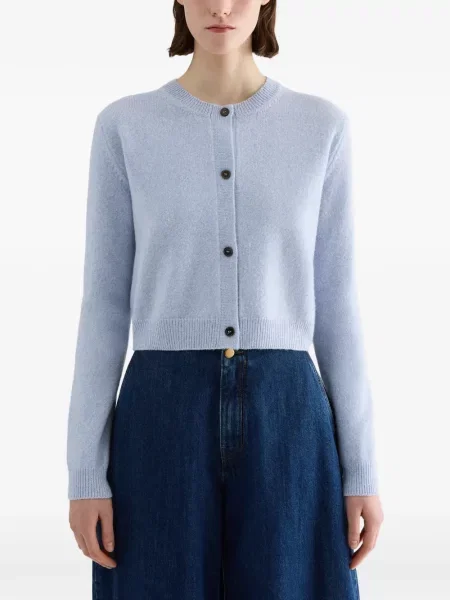 Kardiganas Jil Sander apvaliu kaklu mėlyna