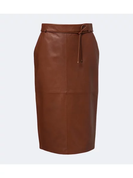 Fustă din piele Max Mara maro