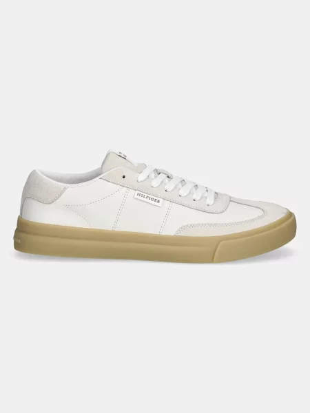 Usnjene superge Tommy Hilfiger TH CUPSET SUMMER LTH bež