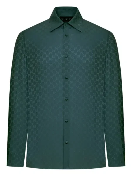 Копринена риза Gucci зелено