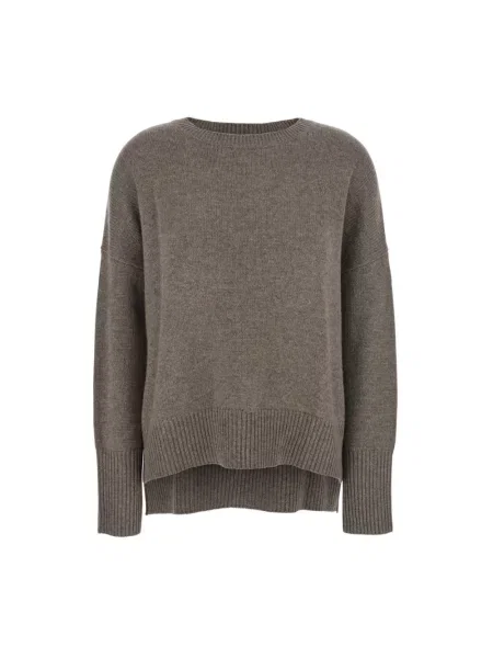 Sweter Lisa Yang z okrągłym dekoltem brązowy