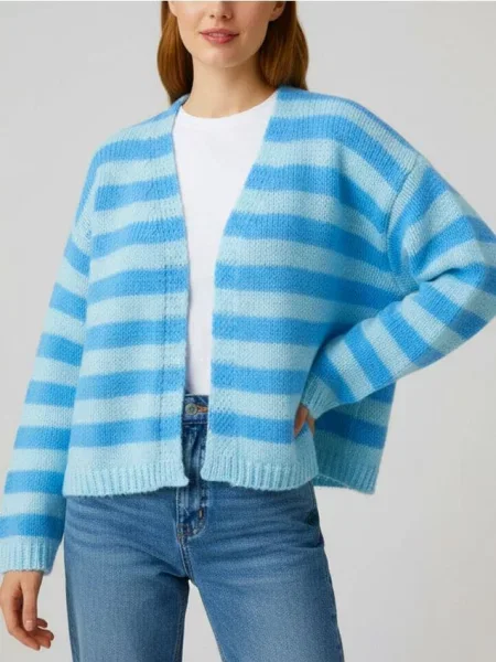 Смугастий кардиган синій