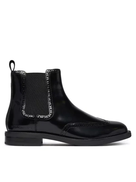 Chelsea cipele Tommy Hilfiger Lth Abrasivato Brogue Chelsea crna