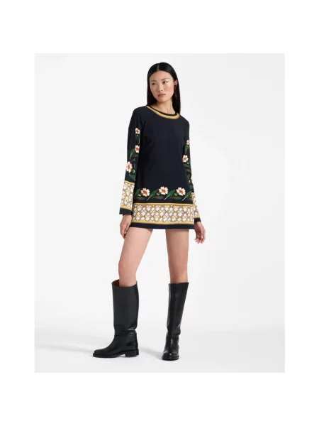 Mała mały sukienka koktajlowa La Doublej z nadrukiem niebieska