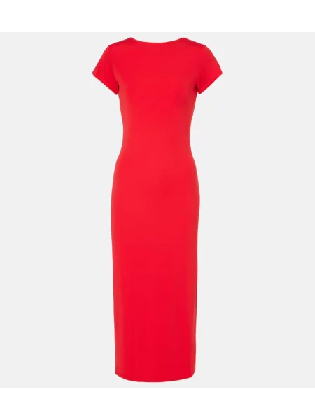 Sukienka midi Polo Ralph Lauren z dżerseju do kolan garniturowa czerwona