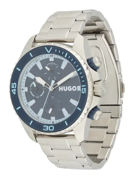 HUGO Ceas analogic Dive bleumarin / deschis / argintiu albastru