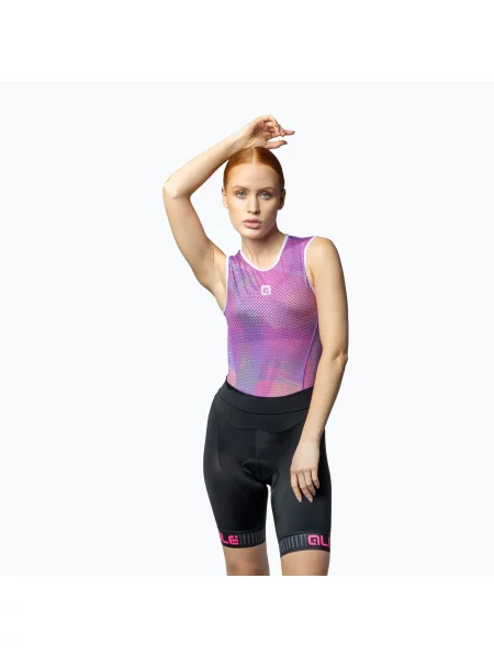 Дамски къси панталони за колоездене Alé Traguardo black/fluo pink черно