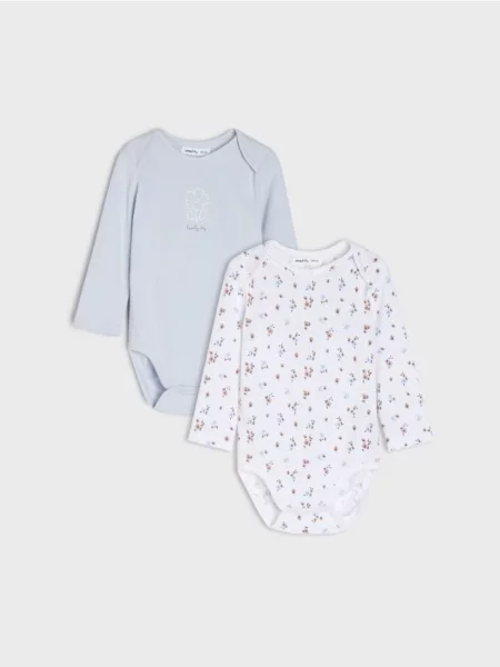 Sinsay body s květinovým motivem 2 pack bílá
