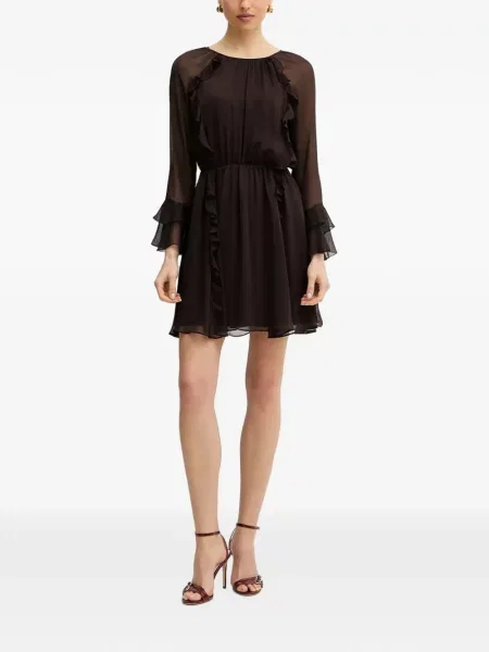 Lung rochie mini Morgan cu volane maro