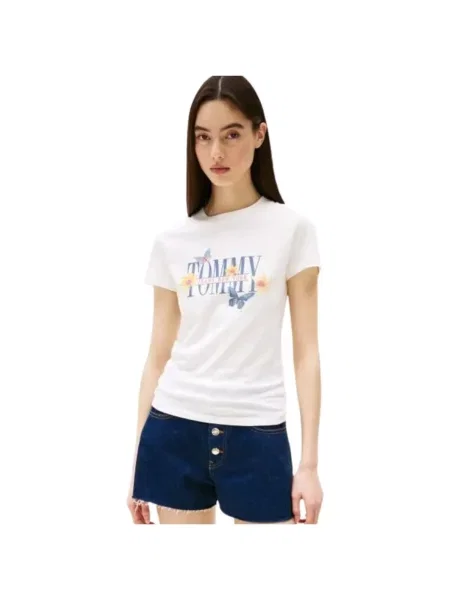 Tommy Jeans Tričko safírová / tmavě žlutá / mandarinkoná bílá