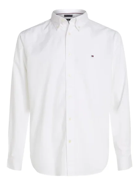 Cămașă Tommy Hilfiger cu mâneci lungi lungă alb