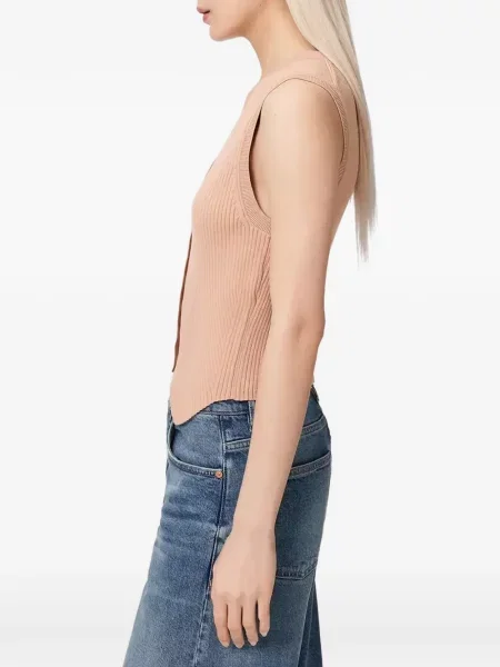 Top Allsaints tricotate cu decolteu în V roz
