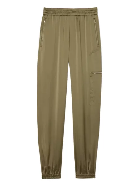 Pantaloni Lacoste din satin verde