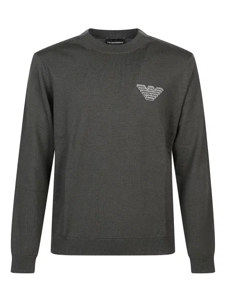 Pulover Emporio Armani cu broderie de lână verde