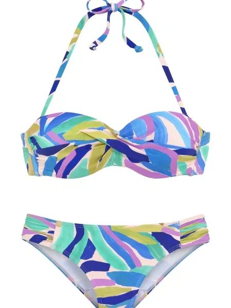 S.Oliver Costum de baie două piese / bleumarin / turcoaz / mov închis albastru