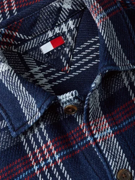 Картата джинсова сорочка Tommy Jeans синя