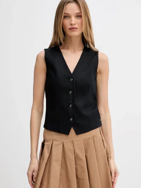 Tommy Hilfiger vestă cu un singur rând de pentru femei cu in negru